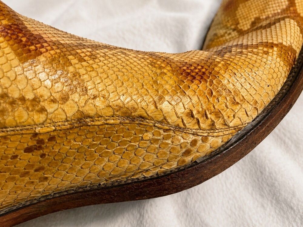 Lucchese 1883 Genuine Python Western Cowboy Boots Cream Snip Toe Women's 10B - Picture 8 of 9